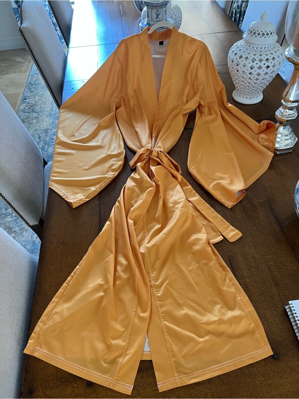 Silky Mustard Tie-Waist Robe - Women Intimates & Sleepwear